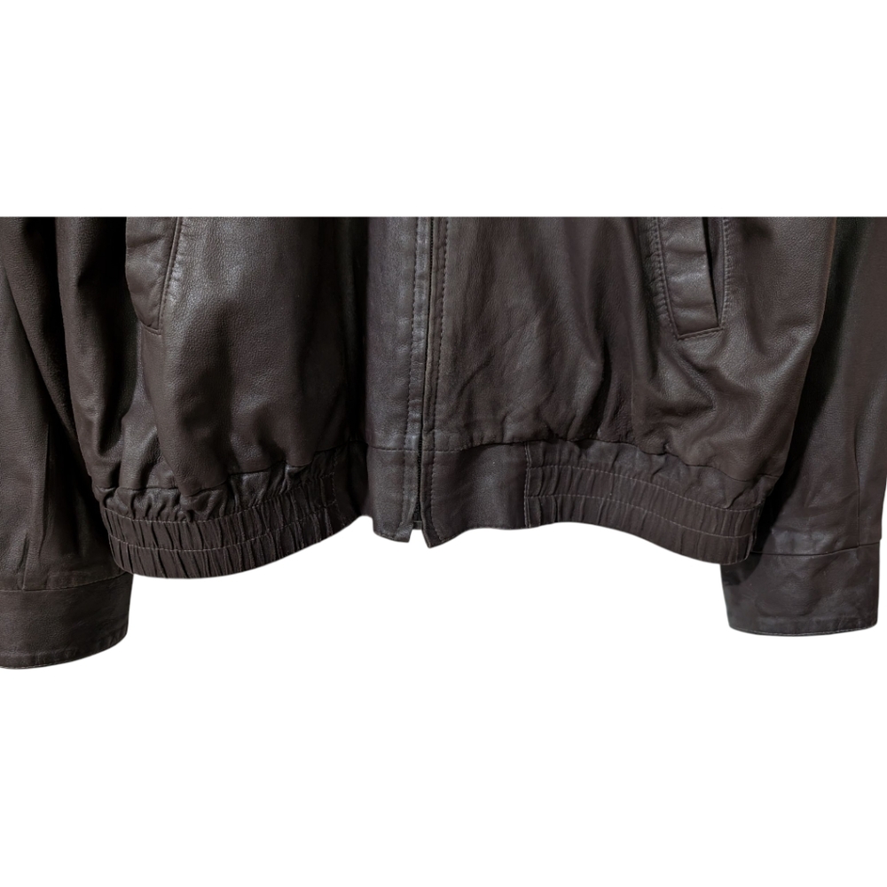 Vintage Remy Dark Brown Leather Bomber Jacket - Men's Size 44 (L) - Made in USA - Picture 7 of 9
